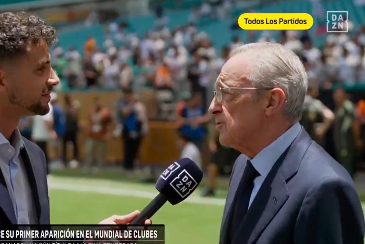 Florentino Pérez, hablando con DAZN