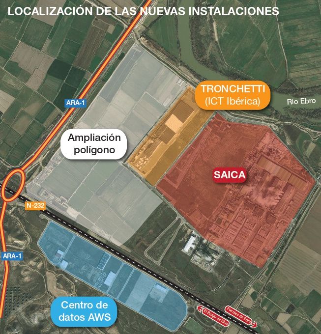 Las nuevas parcelas que se quieren urbanizar se ubicarán entre la ARA-1, la N-232 y el polígono El Espartal I, donde se ubican Saica y Tronchetti.