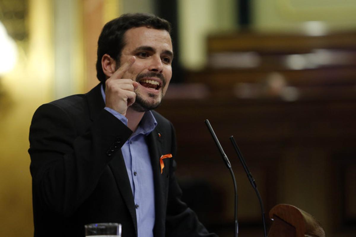 Alberto Garzón, durant el debat sobre l’estat de la nació. Alberto Garzón, durant el debat sobre l’estat de la nació.
