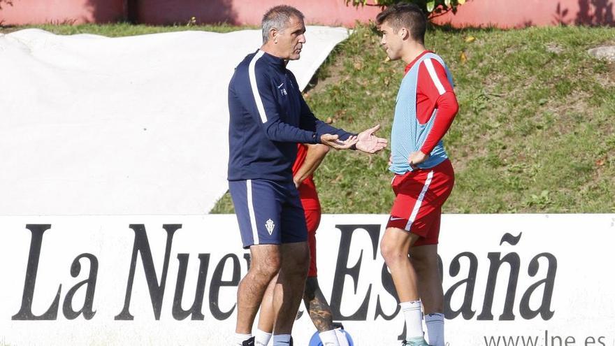 Herrera y Nacho Méndez en un entrenamiento.