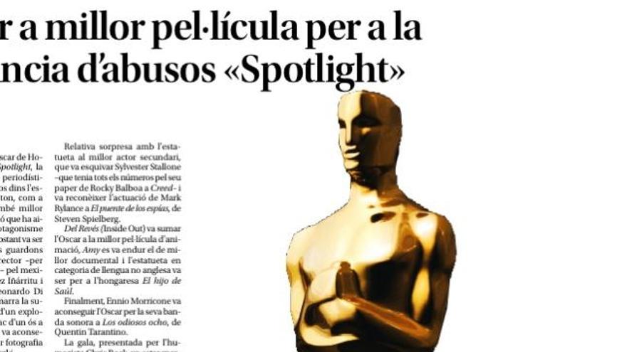 Oscar a millor pel·lícula per a la denúncia d&#039;abusos «Spotlight»