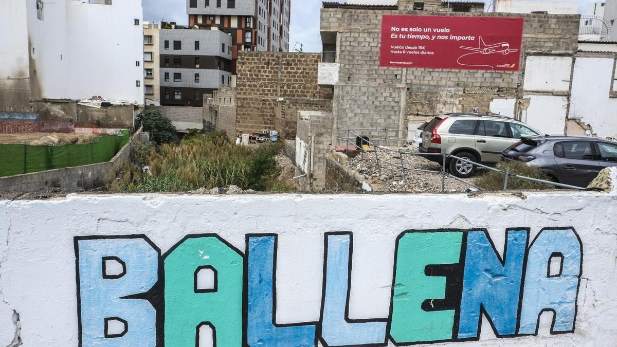 Vista del barranco de La Ballena, en Guanarteme, cuya canalización ha quedado desierta.