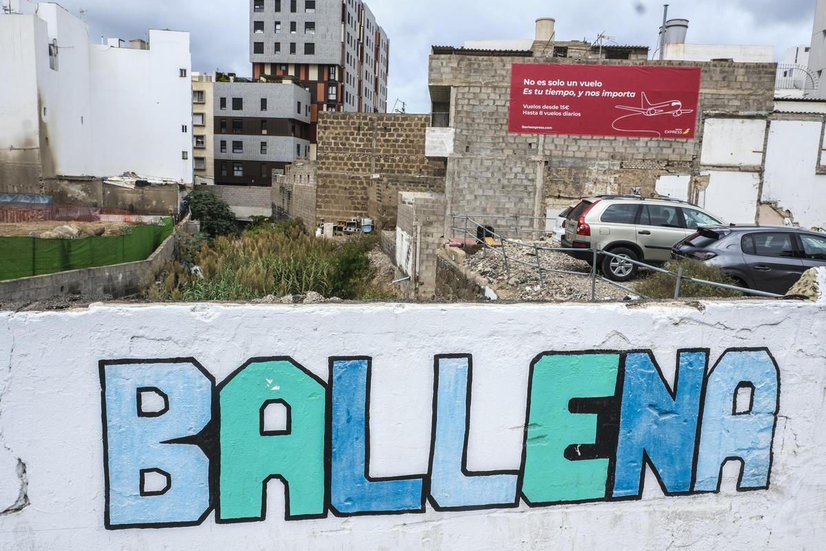 Vista del barranco de La Ballena, en Guanarteme, cuya canalización ha quedado desierta.