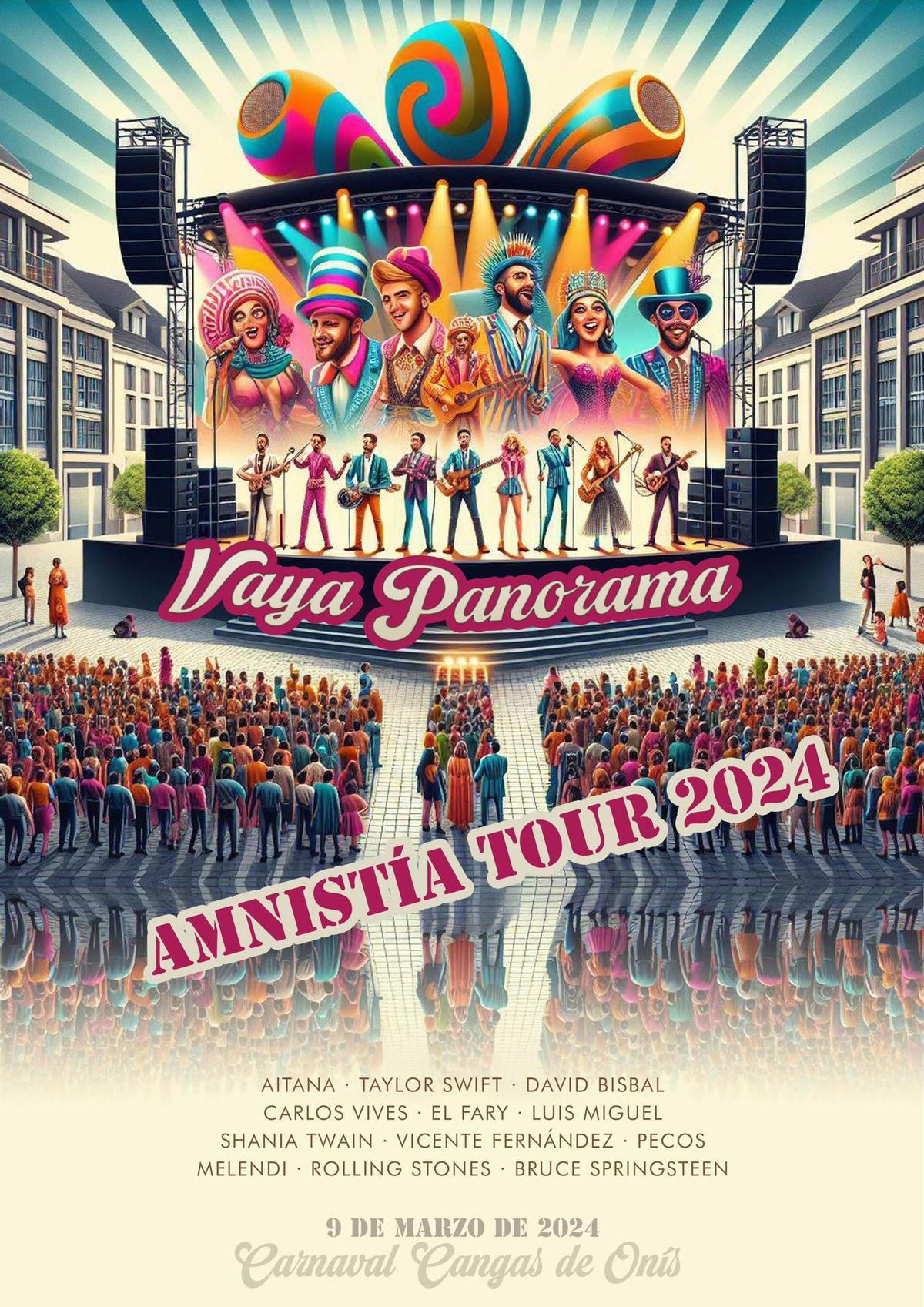 El cartel de la actuación de &quot;Vaya Panorama&quot; en Cangas de Onís.