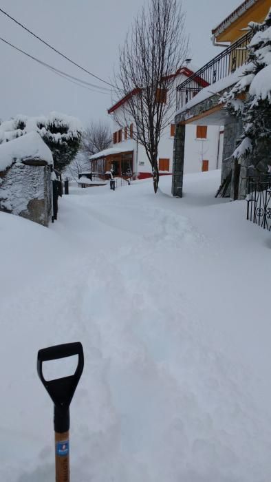 El temporal cubre de nieve el Valle de Lago, en Somiedo