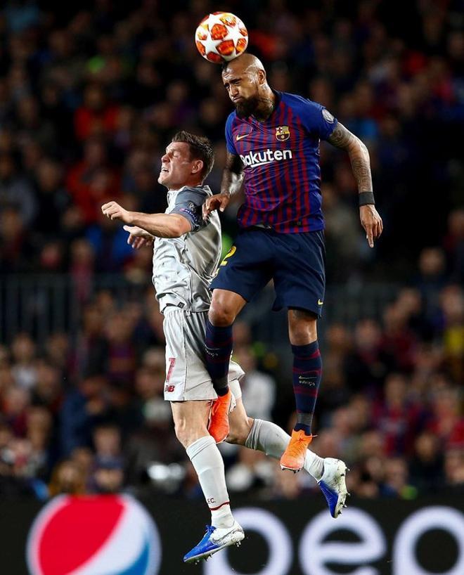 Arturo Vidal durante el partido de ida de semifinales de la Liga de Campeones contra el Liverpool que se disputó el 1 de mayo de 2019 en el Camp Nou.