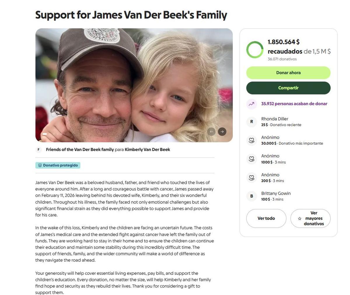 Campaña de recaudación de fondos a través de la página GoFunMe