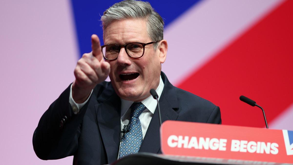 El primer ministro británico, Keir Starmer, durante su intervención en la conferencia anual del Partido Laborista, este miércoles en Liverpool.