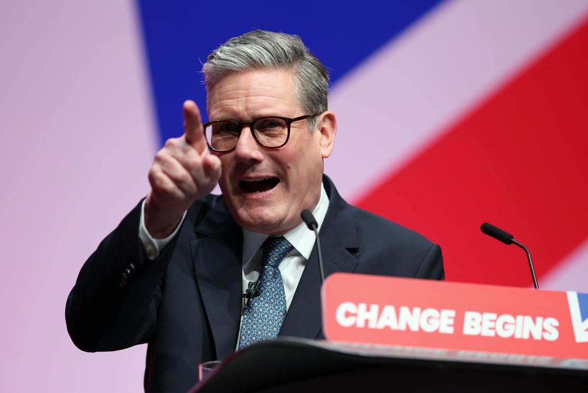 El primer ministro británico, Keir Starmer, durante su intervención en la conferencia anual del Partido Laborista, este miércoles en Liverpool.