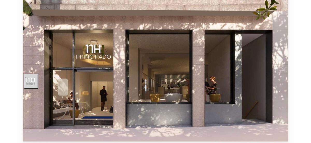 Infografia de cómo quedará la entrada del Hotel tras la reforma.