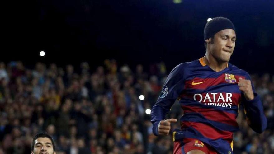 Neymar celebra un tanto con el Barcelona frente al Bate Borisov.