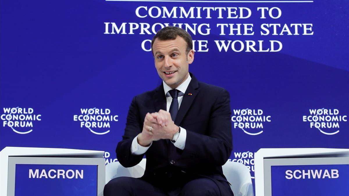 Macron, en el Foro Económico Mundial de Davos, este miércoles 24 de enero.