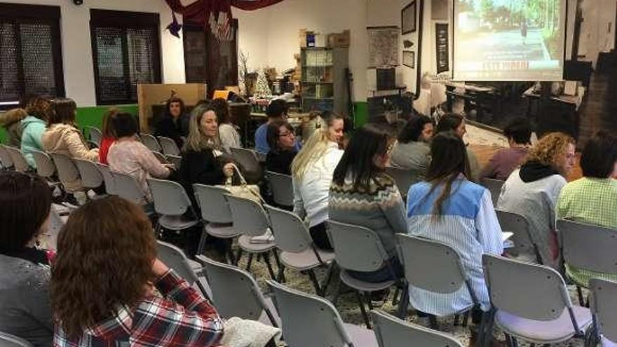 Asistentes a la ponencia sobre riesgos en internet y ludopatía infantil en el colegio L&#039;Ablanu de Infiesto, ayer.