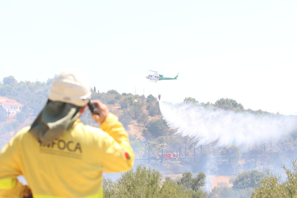 El fuego declarado en las inmediaciones de la autovía han obligado a cortar el tráfico en ambos sentidos y congestiona también la MA-20 en sentido Cádiz