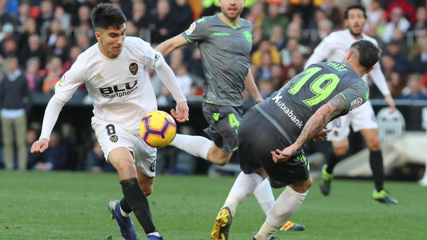 Soler en el encuentro de febrero contra la Real Sociedad