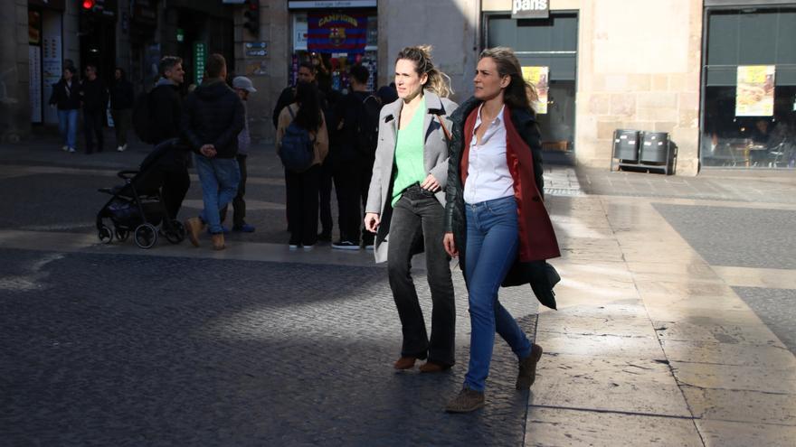 La presidenta del grup d'En Comú Podem, Jéssica Albiach, arriba a plaça Sant Jaume