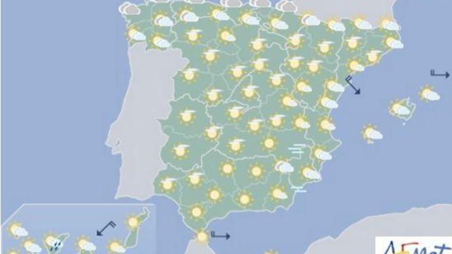 Cielo poco nuboso y ascenso de las temperaturas máximas