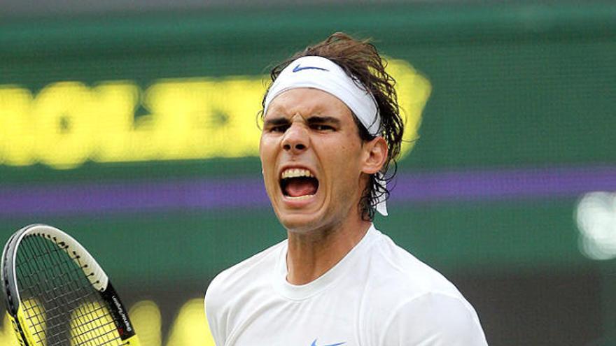 Nadal celebra un dels punts del disputat partit.