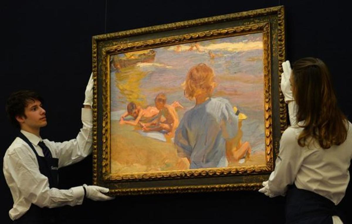El quadro de Sorolla ’Nens a la platja’, abans de ser subhastat a Londres. El quadro de Sorolla ’Nens a la platja’, abans de ser subhastat a Londres.