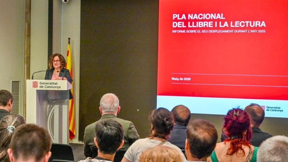 La consellera de Cultura, Sònia Hernández, en la reunión del Consell Nacional de la Lectura, hoy.