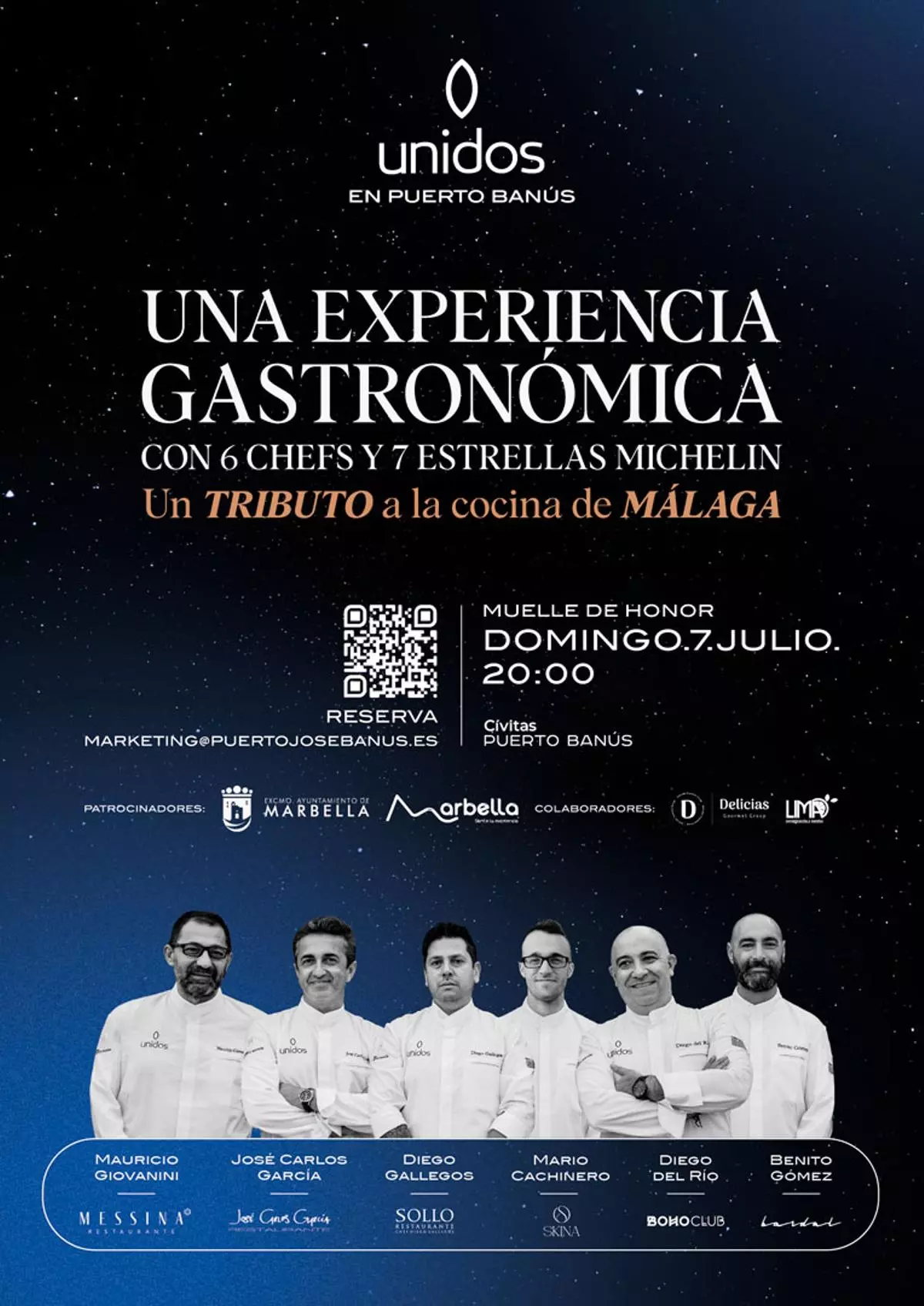 Cívitas Puerto Banús celebrará la cuarta gala de UNIDOS con seis chefs y siete Estrellas Michelin de Málaga