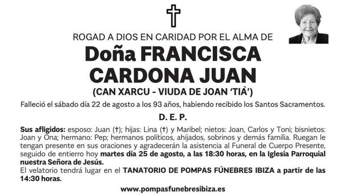 Esquela Francisca Cardona Juan