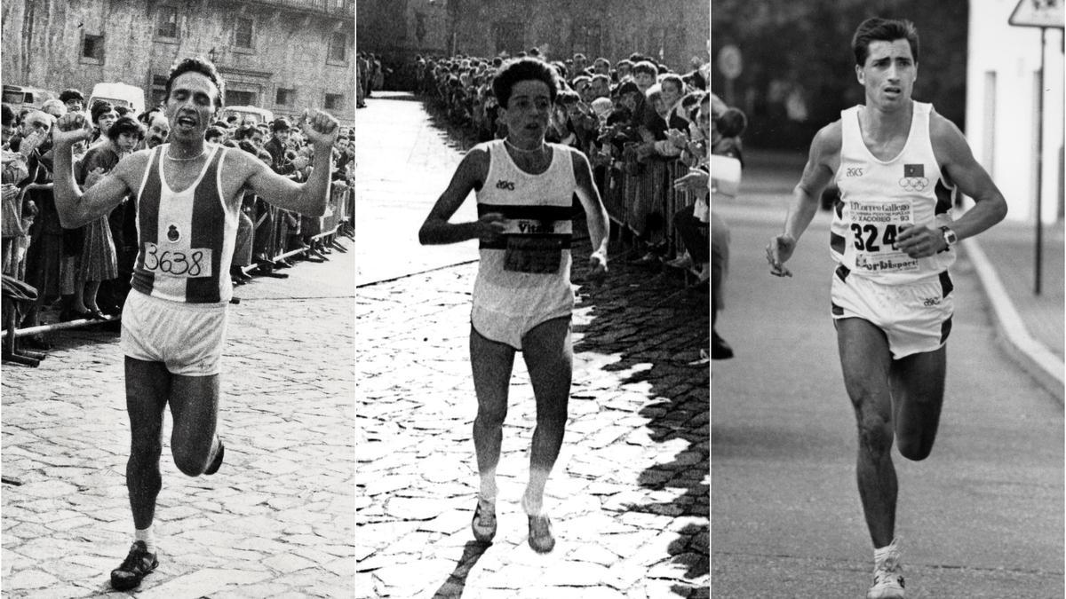 Delfín Moreira, ganador en 1980, la campeona del mundo Rosa Mota y el plusmarquista Antonio Pinto