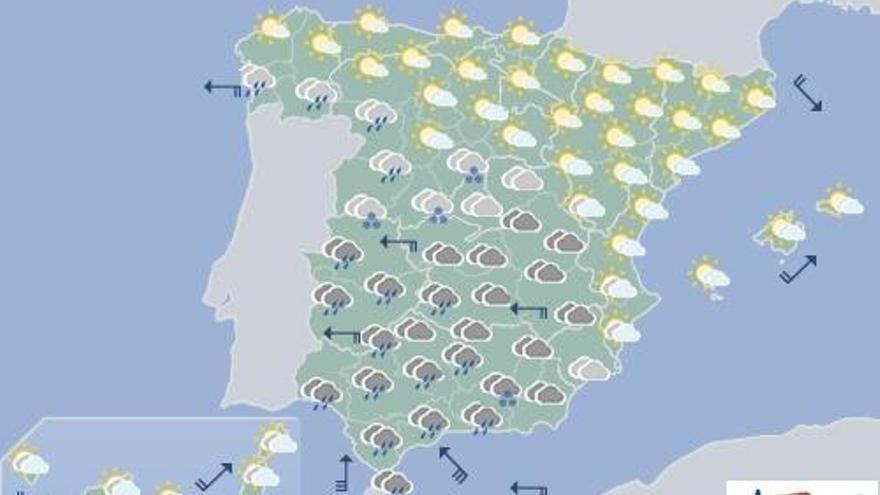 Cielos nubosos y lluvias débiles en Canarias