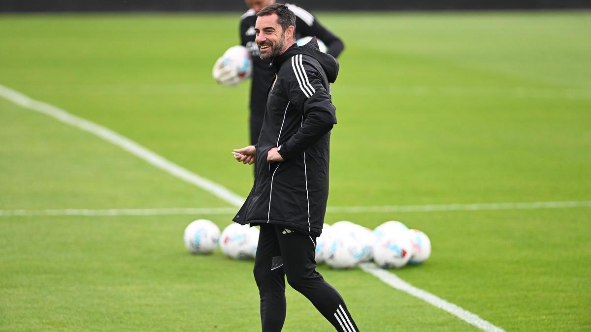 Rubén Sellés, durante un entrenamiento del Real Zaragoza.
