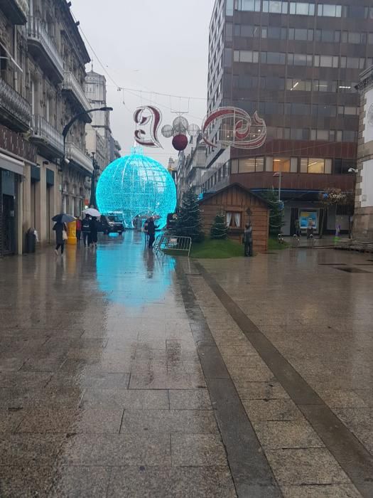 Pruebas de la iluminación de Navidad en Vigo