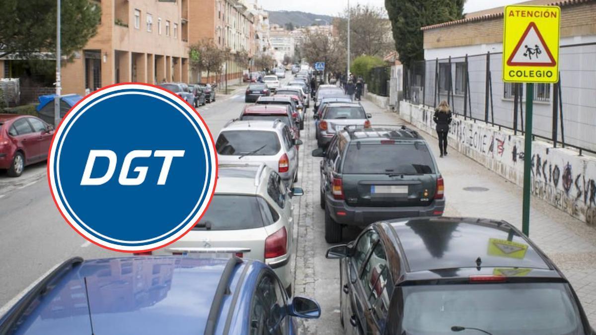 La DGT advierte de que no se puede dejar el coche en doble fila para dejar o recoger a los hijos de la escuela.