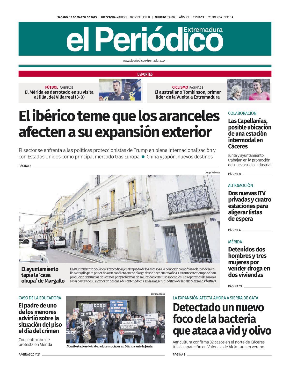 Consulta la portada correspondiente al día 15 de marzo de 2025
