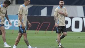 Leo Messi y Angel Di Maria, en un entrenamiento con la selección argentina de esta semana.