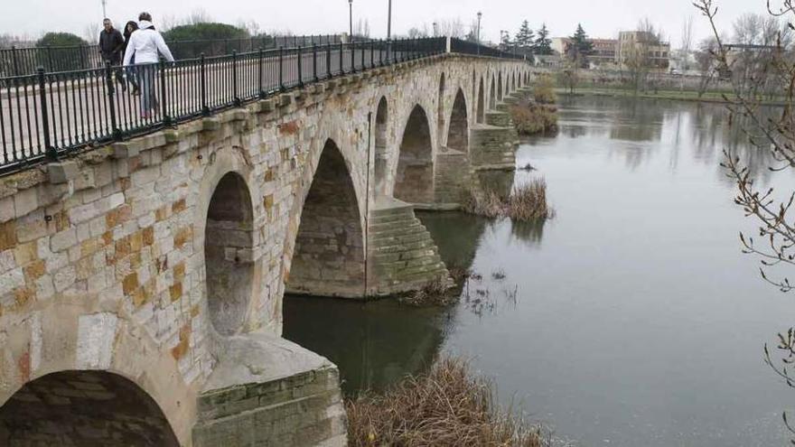 El río a su paso por el Puente de Piedra.