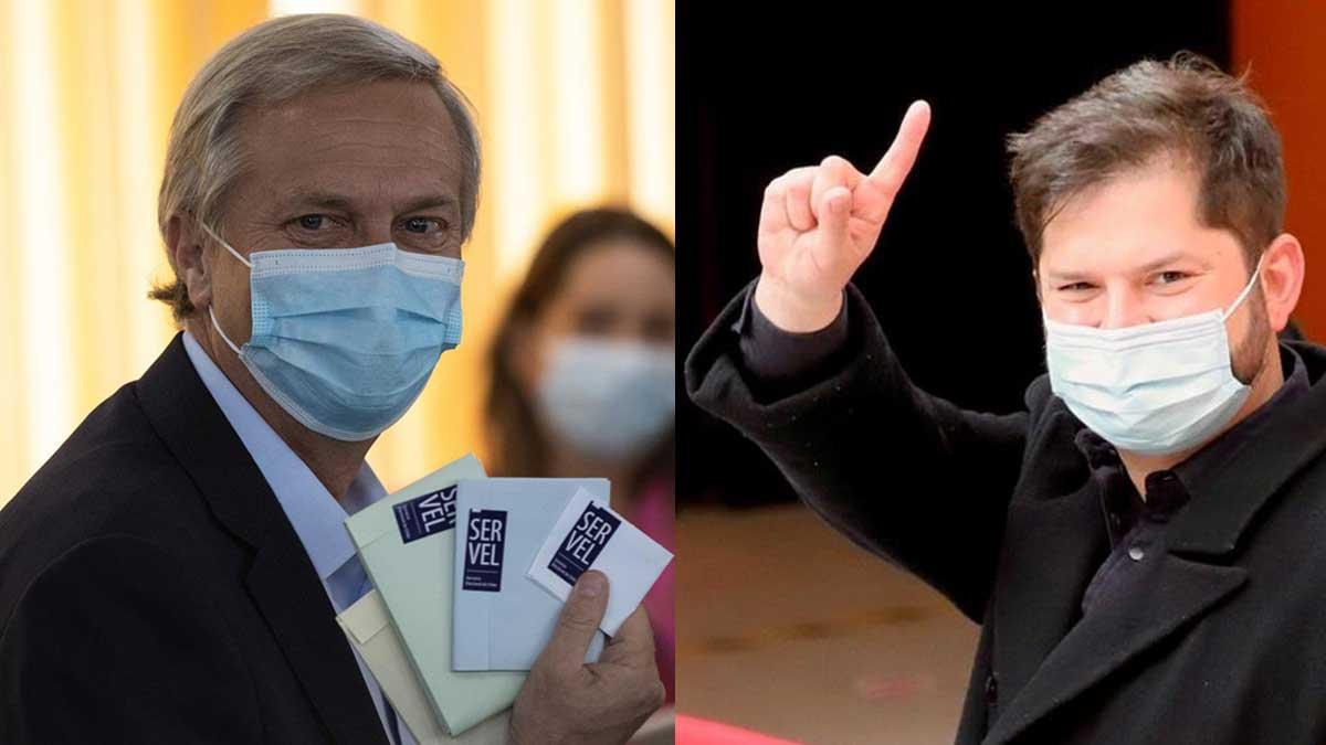 José Antonio Kast y Gabriel Boric, tras depositar su voto.