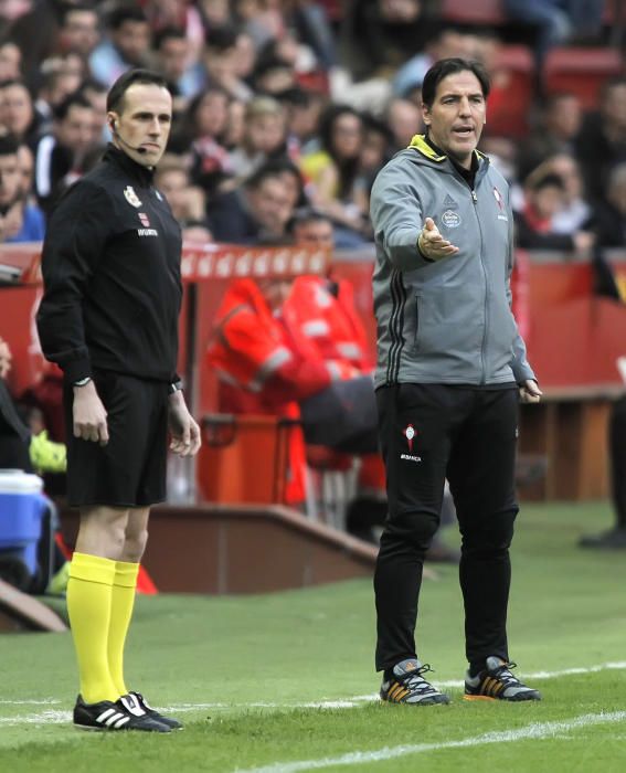 FARO recopila las imágenes del duelo entre gijoneses y vigueses en El Molinón, que terminó con empate (1-1).