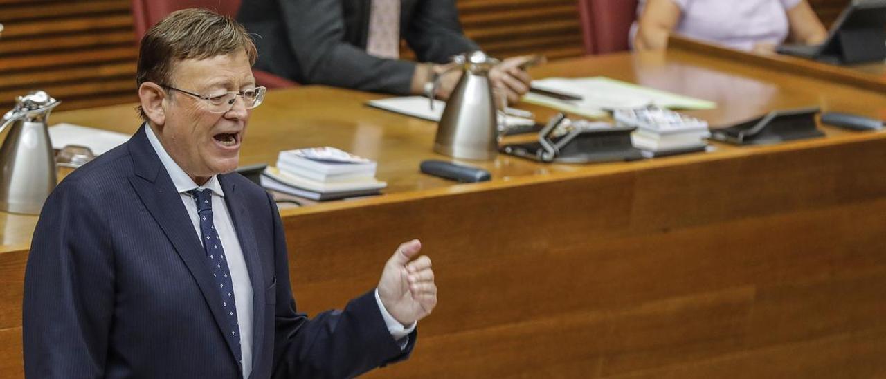 El presidente de la Generalitat, Ximo Puig, hoy, en el debate de política general.