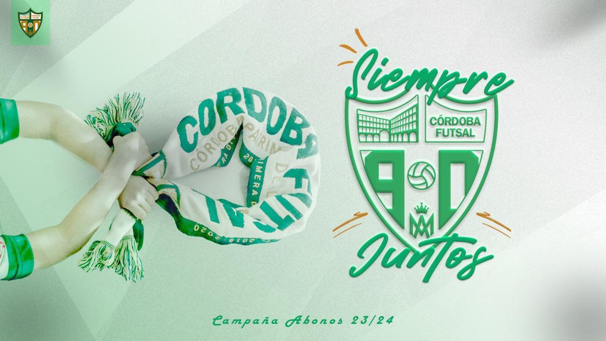 Cartel oficial de la nueva campaña de abonados del Córdoba Futsal: &quot;Siempre juntos&quot;.