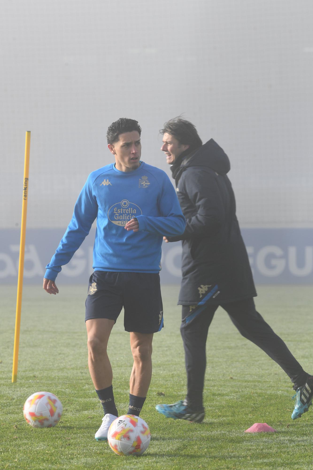 Primer día de entrenamiento de Saverio y Lebedenko con el Dépor