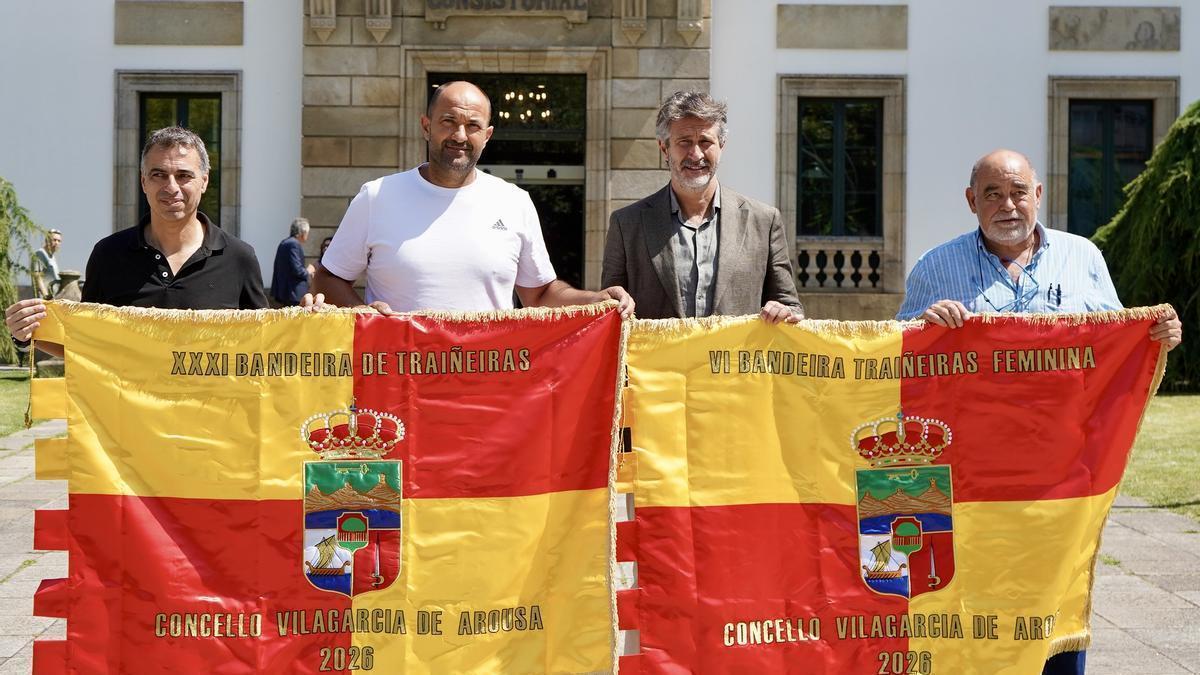 Presentación de la bandeira de Vilagarcía masculina y femenina.