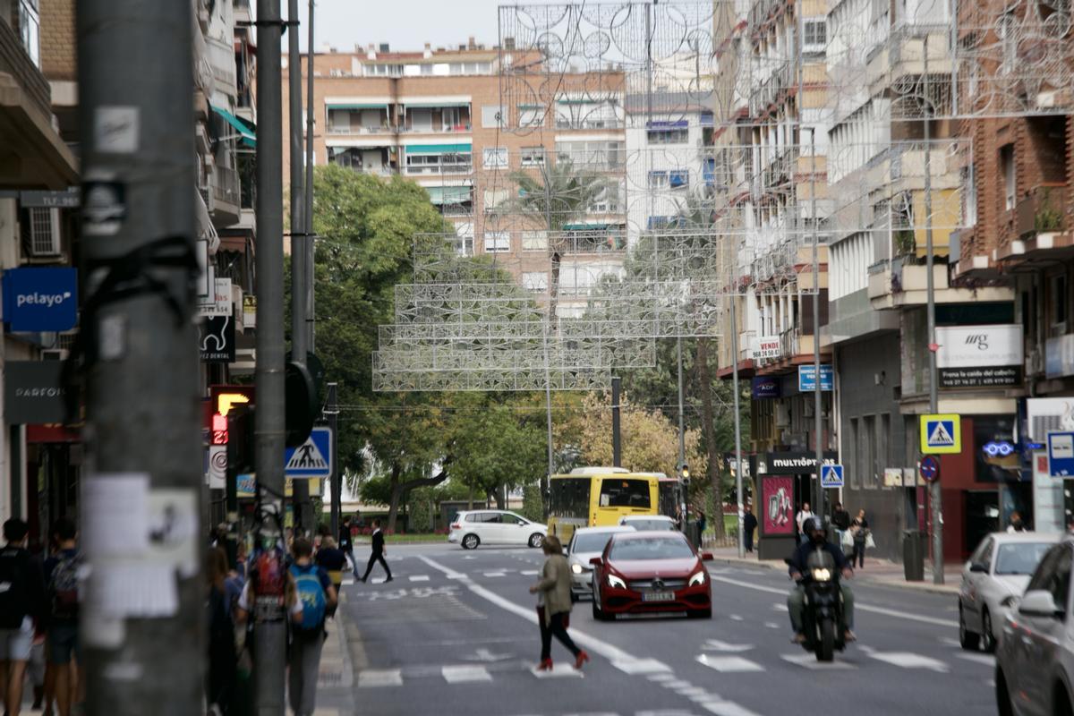 Luces de Navidad instaladas en la avenida de la Constitución