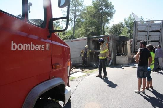 Un camió de porcs s''estavella a l''Espunyola