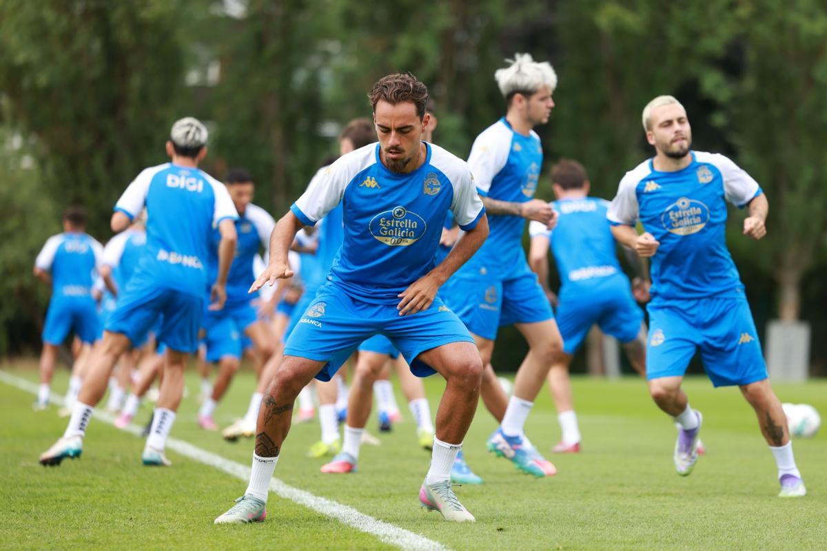 Primer entrenamiento de Giacomo Quagliata en Londres con el Dépor