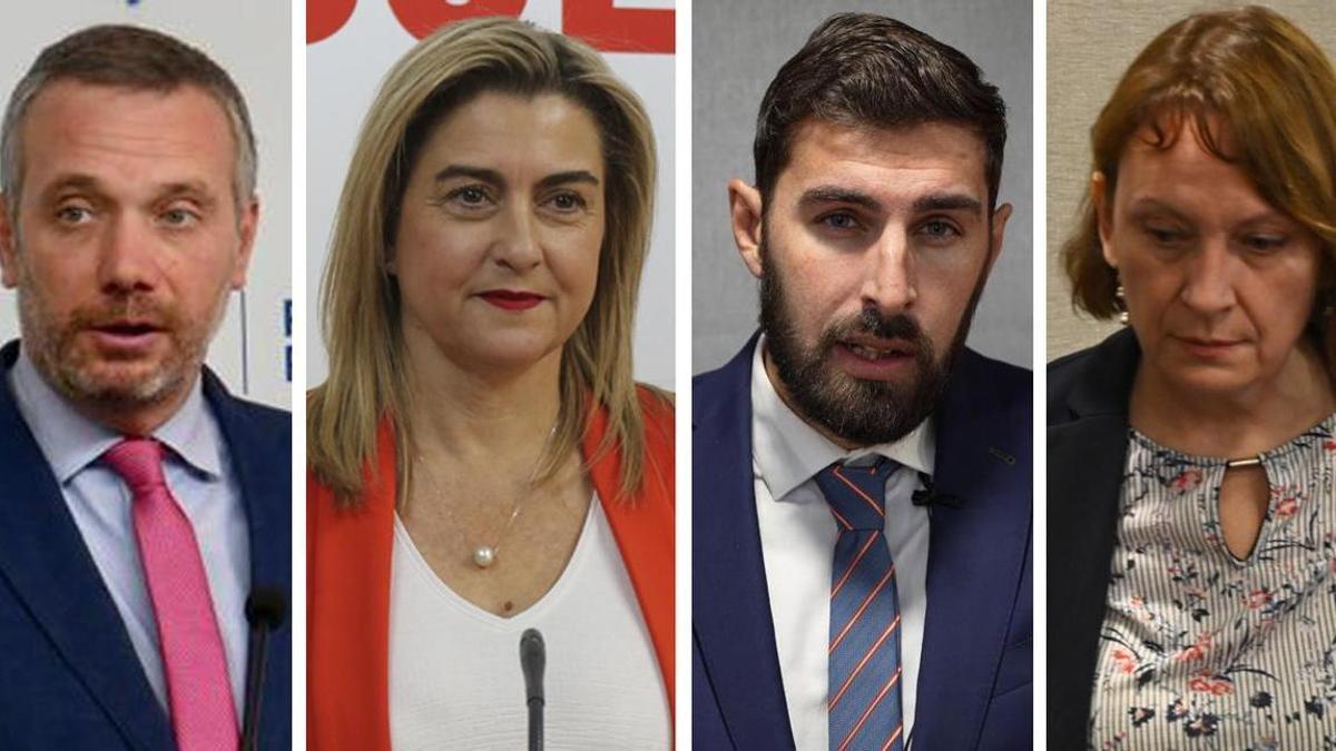 De izda. a dcha., Joaquín Segado (PP), Carmina Fernández (PSOE), José Ángel Antelo (Vox) y María Marín (Podemos).