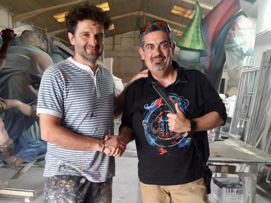 Ferni Llopis, con el presidente de Félix Pizcueta, Santi Andreu.