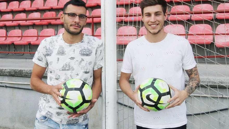 Josu y Omar, ayer en el estadio de O Couto. // Iñaki Osorio