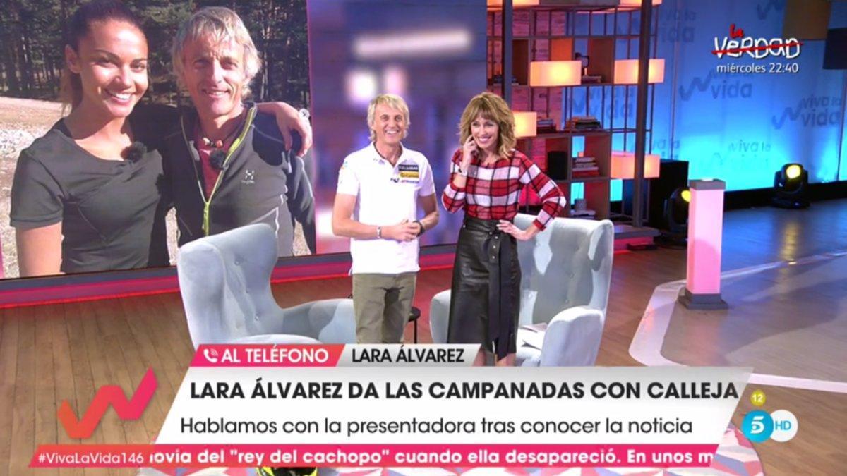 Lara Álvarez hablando con Jesús Calleja y Emma García en 'Viva la vida'