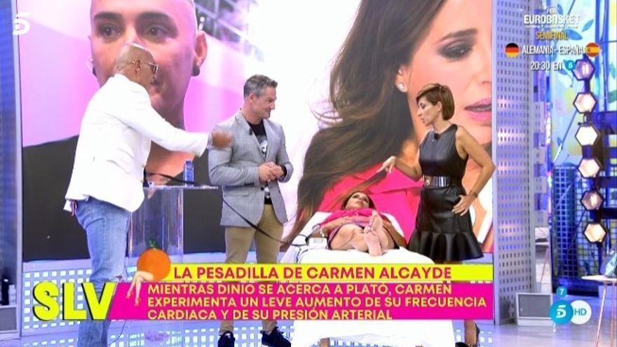 El gran susto de Carmen Alcayde en Sálvame: &quot;¡No te vayas!&quot;