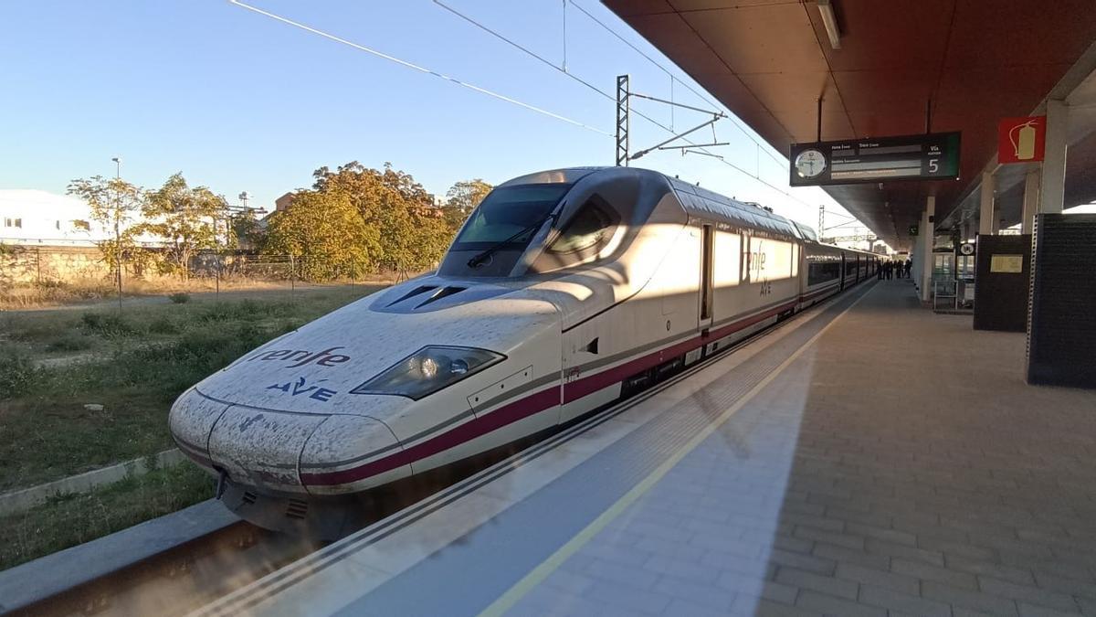 Un tren de la serie 112, el &quot;pato&quot;, en la estación de ferrocarril de Zamora