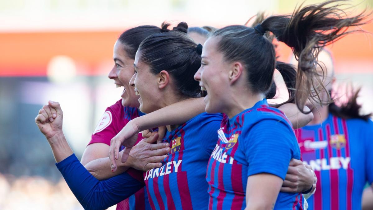 Las jugadoras del Barça celebrando un gol